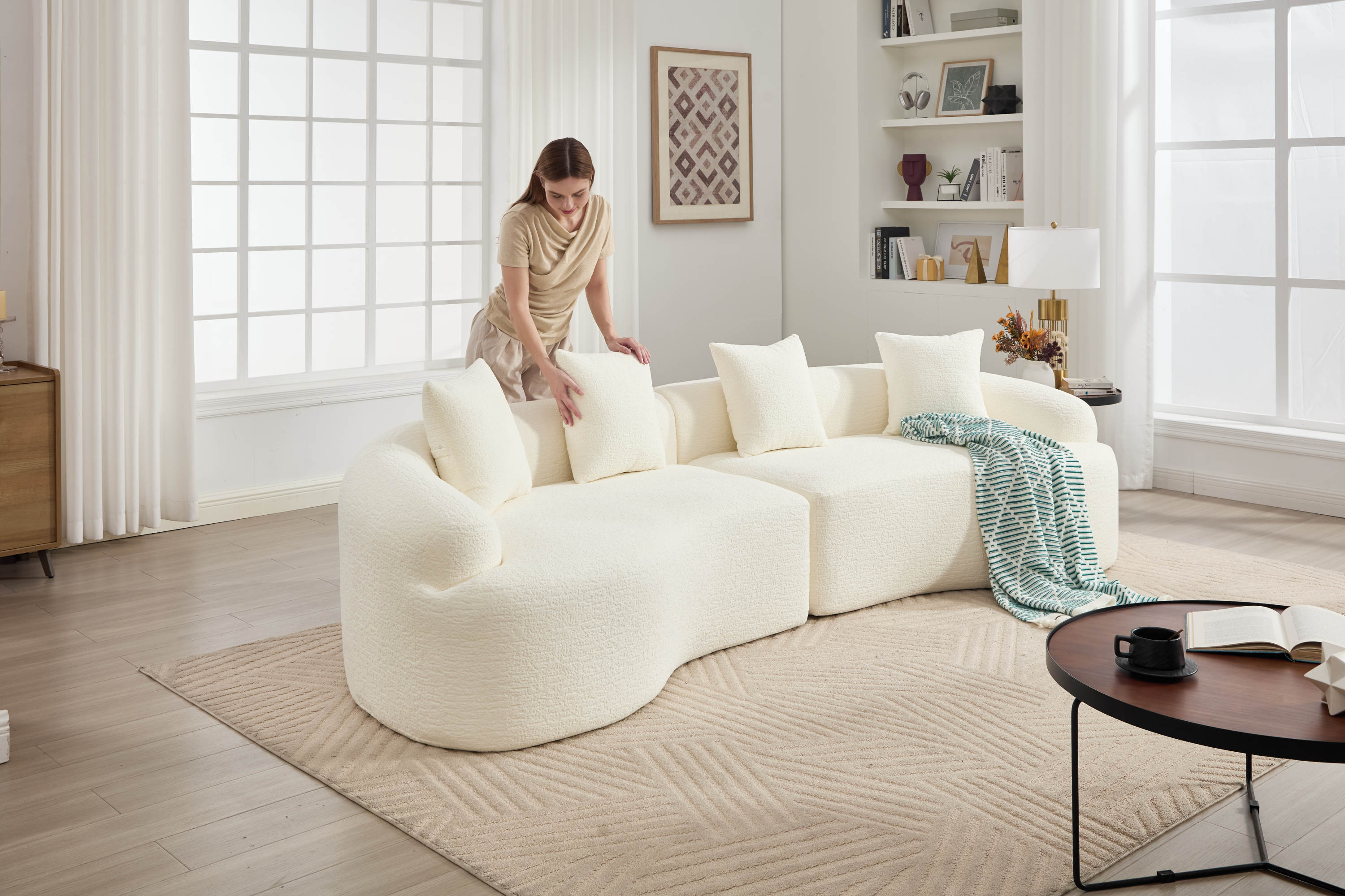 30D High-Density Sponge Sectional Couch for Living Room