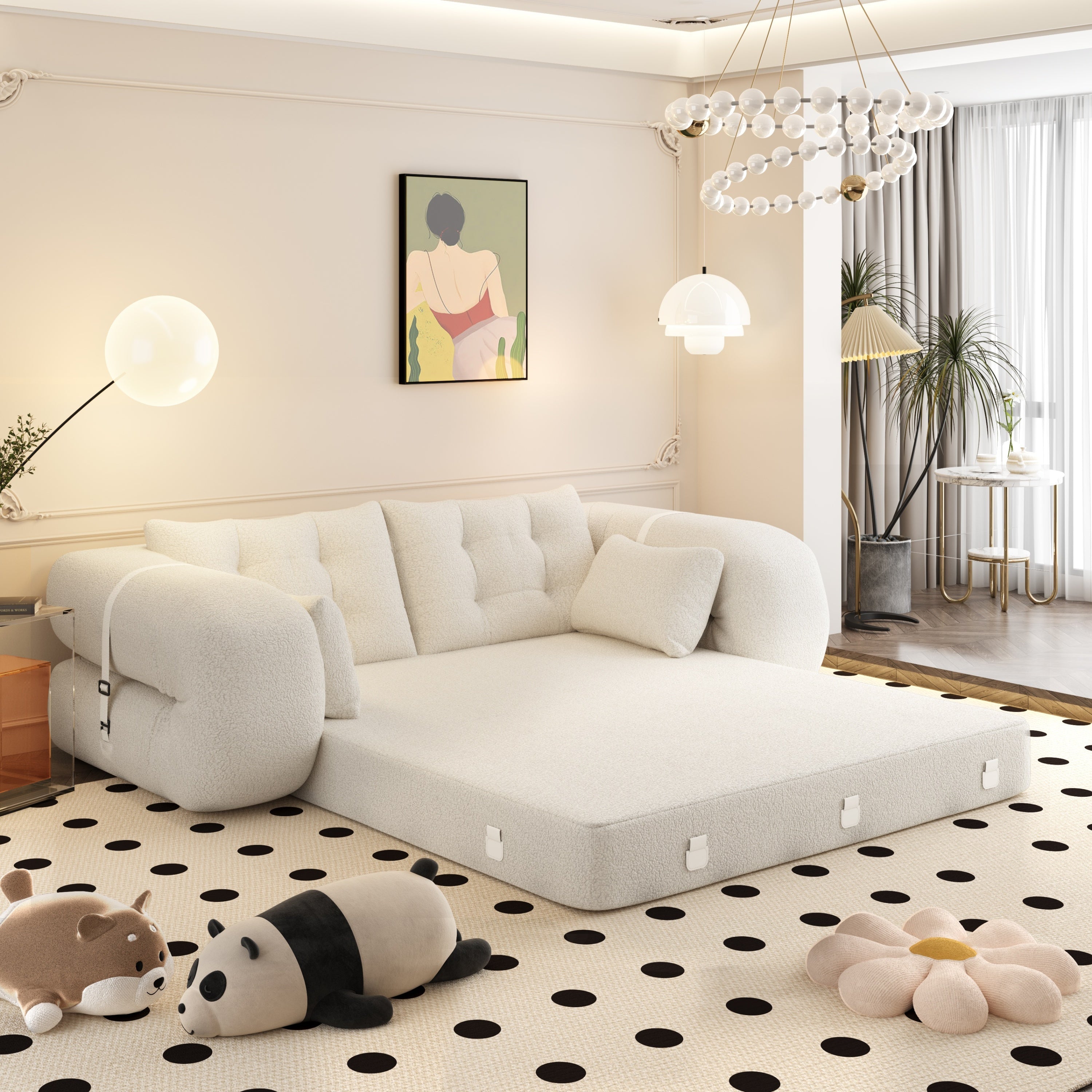 78.7 ' Multi-Functional Teddy Foldable Sofa Bed