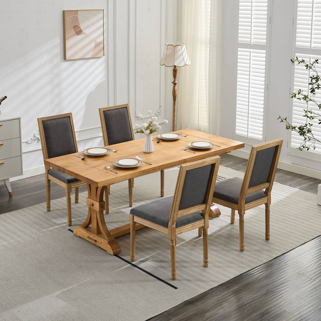 French Louis Dining Chairs with Square Backrest (Set of 2)