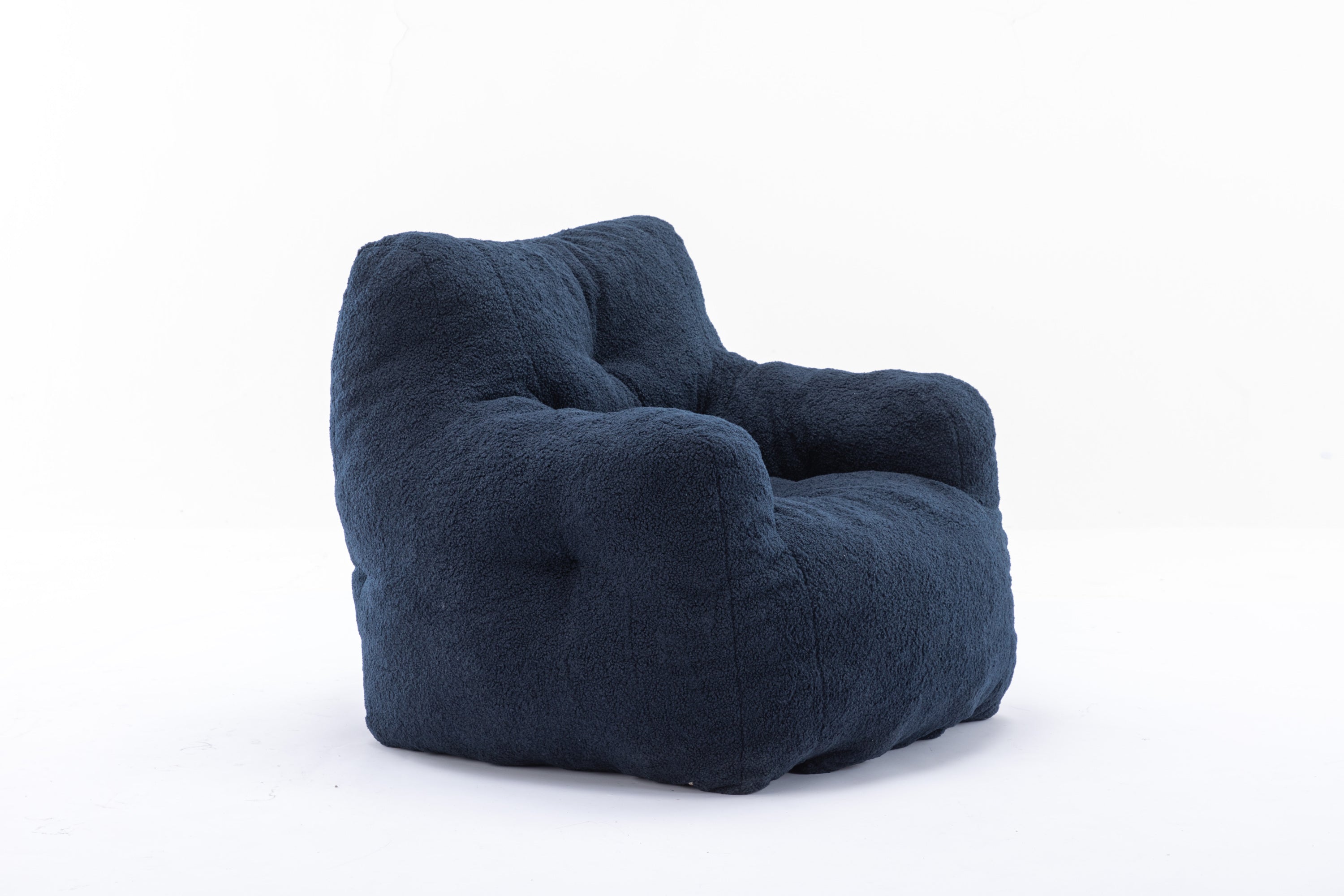 Teddy Fabric Tufted Foam Bean Bag Chair with Memory Sponge