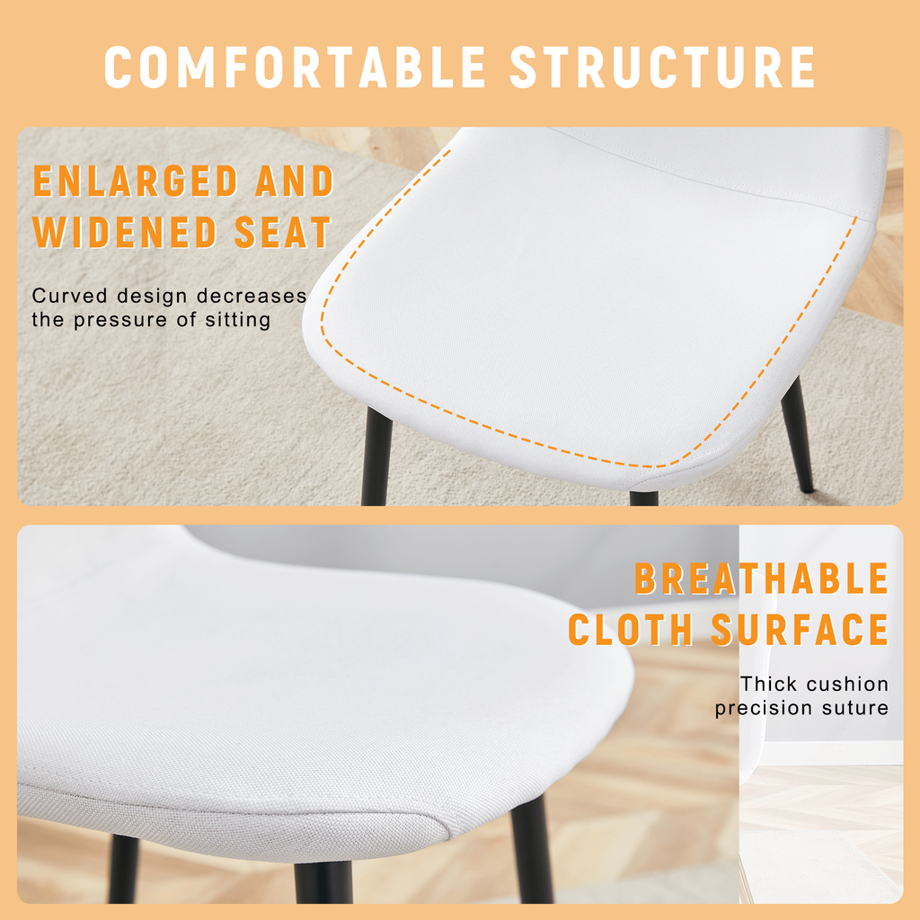 Luxury Simple Chair Black Linen Dining Chair  (Set of 4)