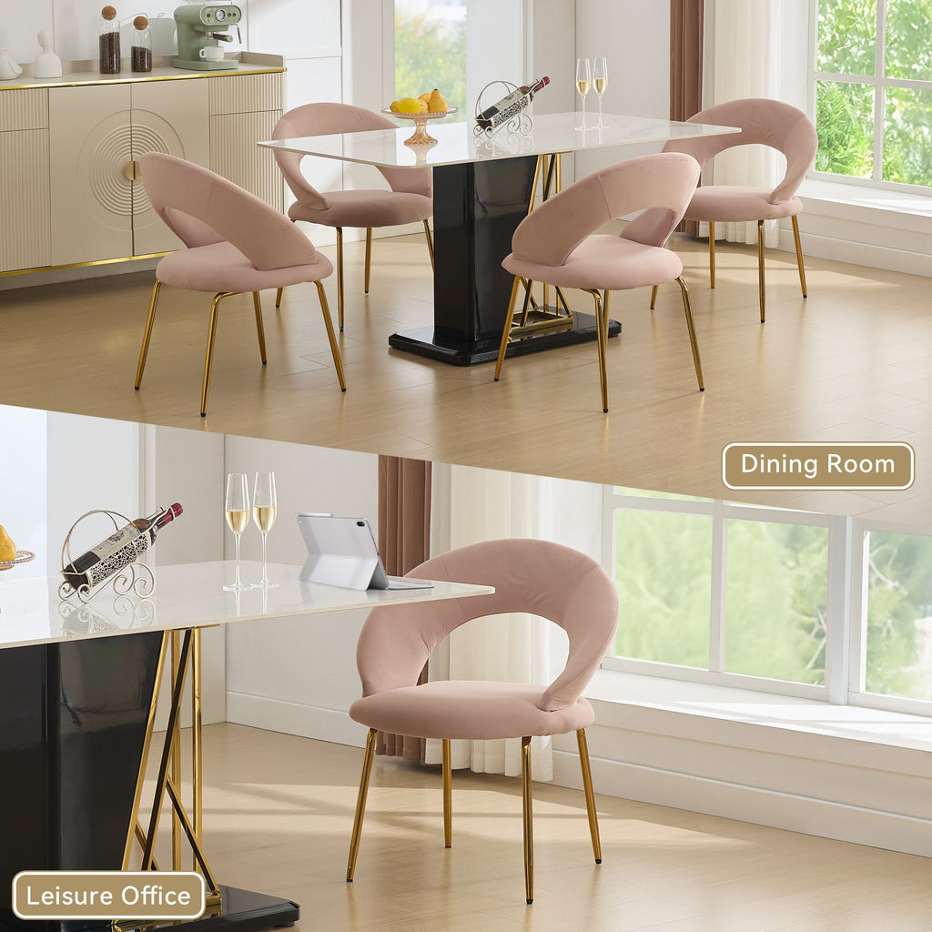 Velvet/Teddy Fabric Dining Chairs with Curved Backrest