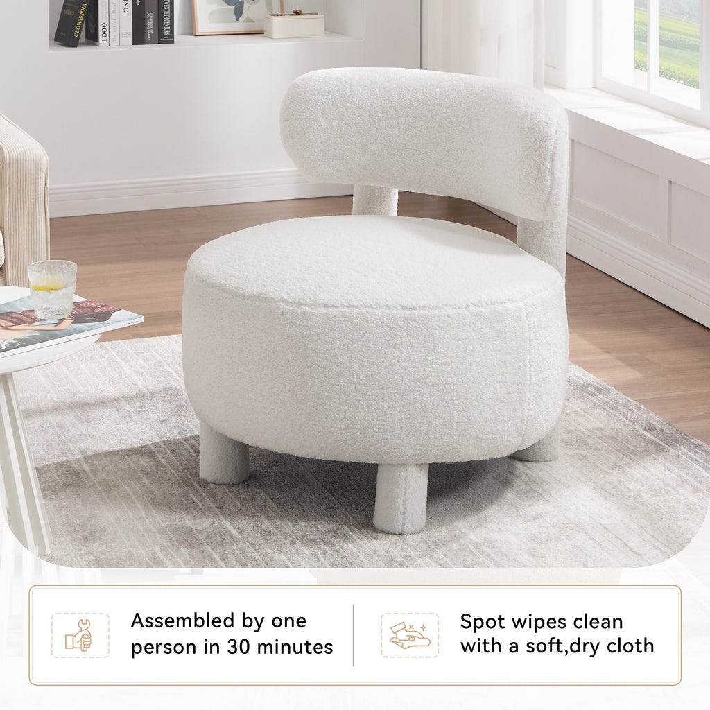 Fur/Teddy Fabric Armless Accent Chair with Curved Backrest
