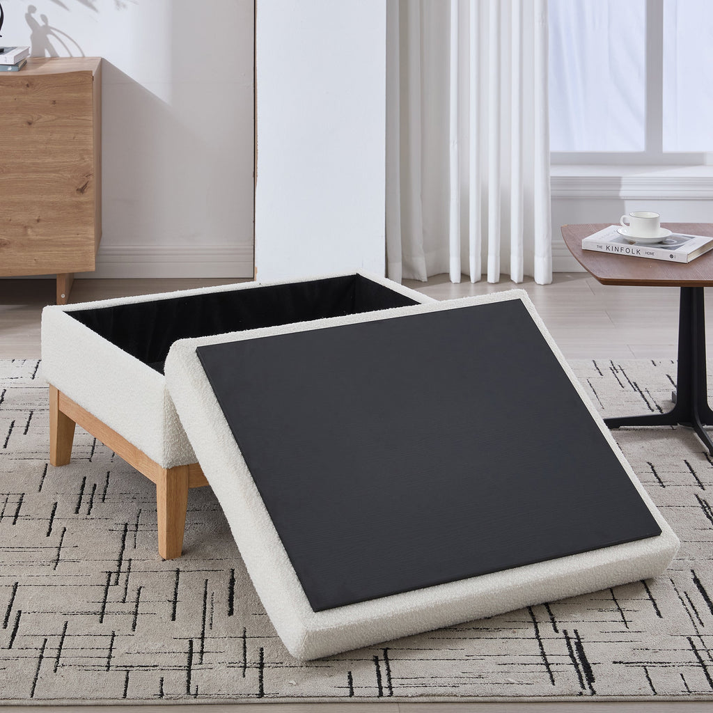 33.86'W Upholstered Wood Base Storage Ottoman