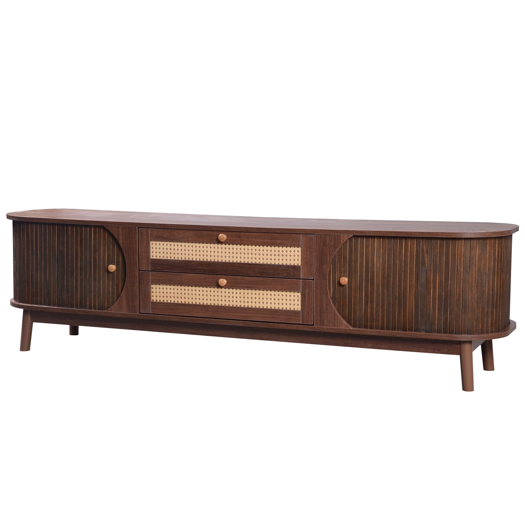 Modern Farmhouse Rattan TV Stand  Up to 75''