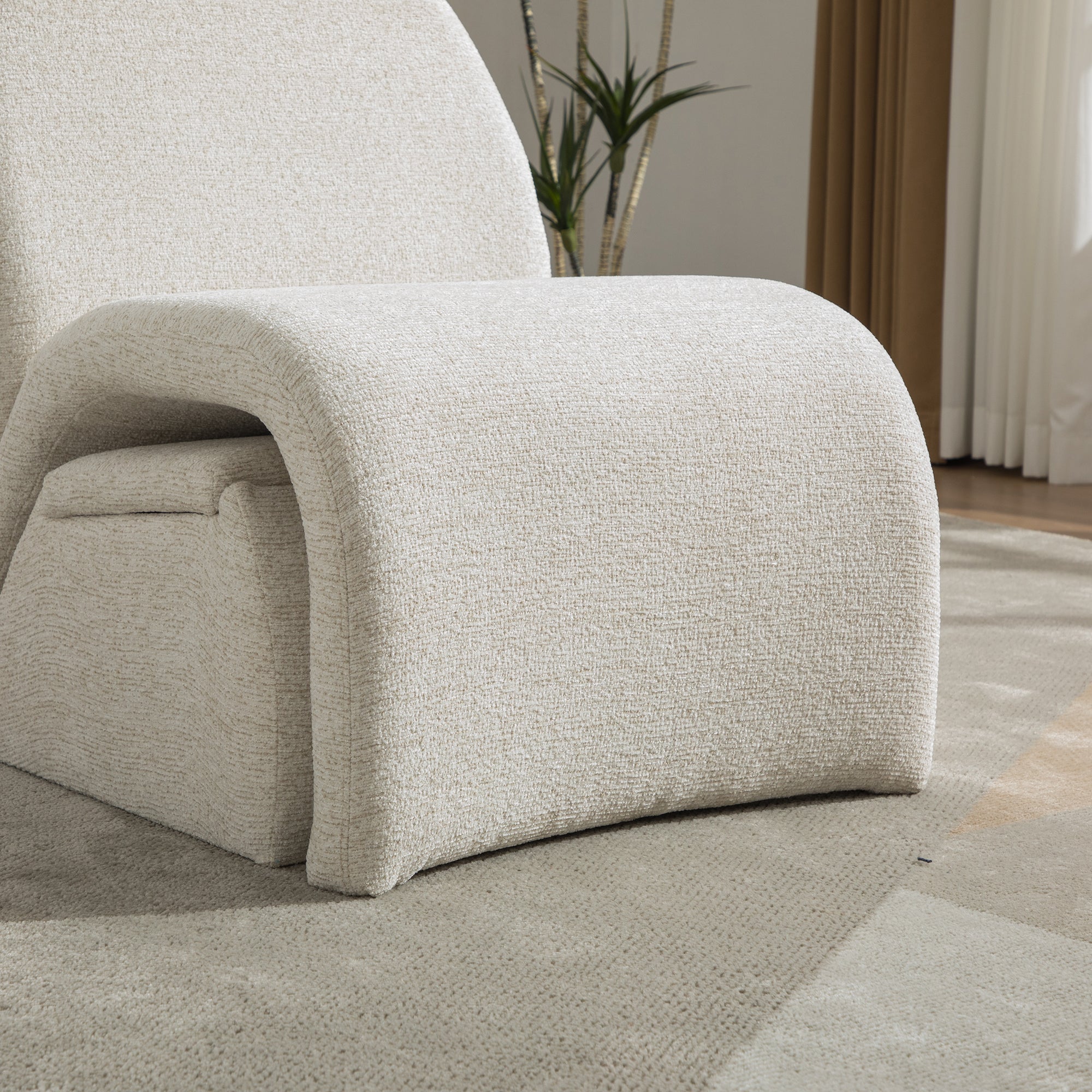 24.8 ' Wide Modern Upholstered Armless Chair with Storage Ottoman