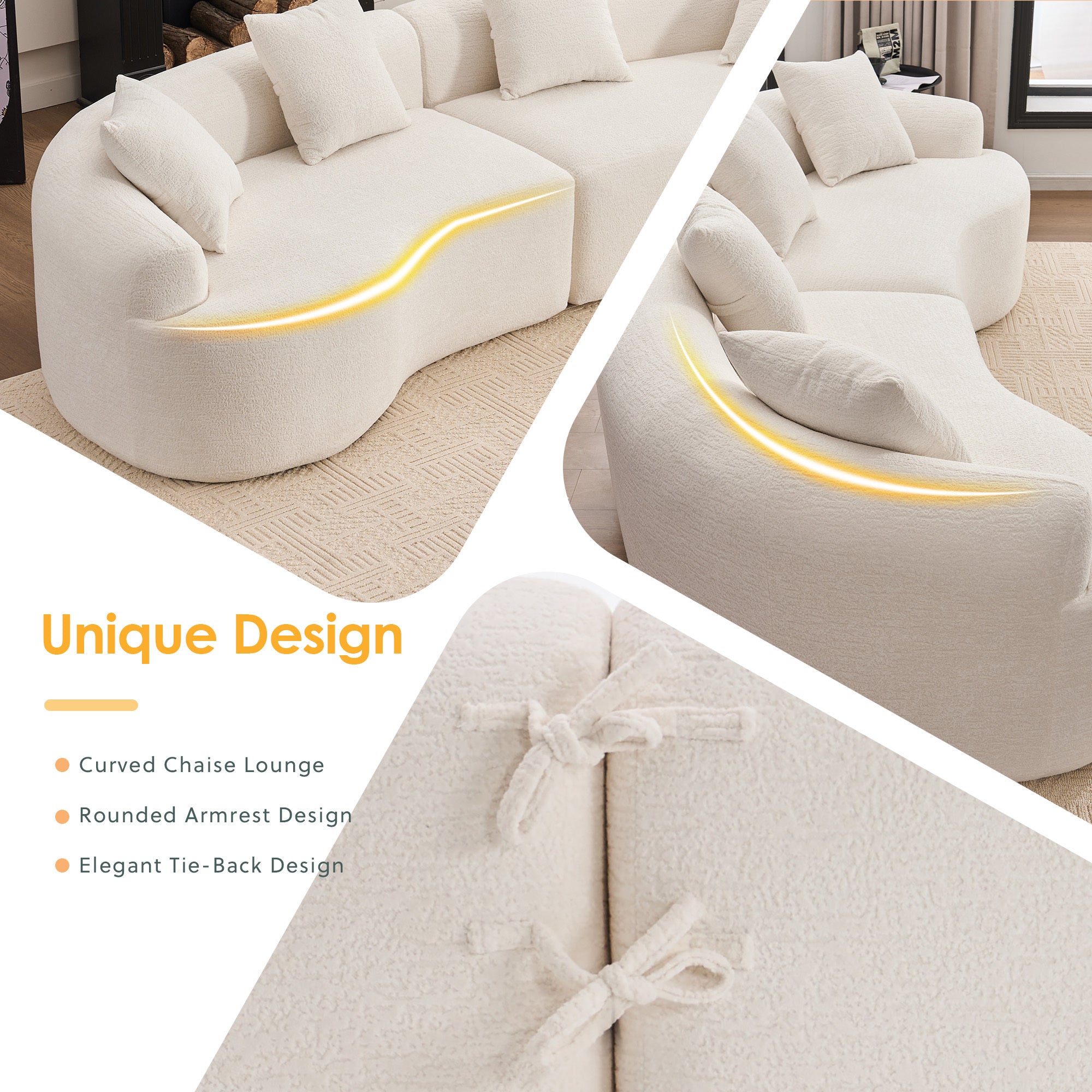 30D High-Density Sponge Sectional Couch for Living Room