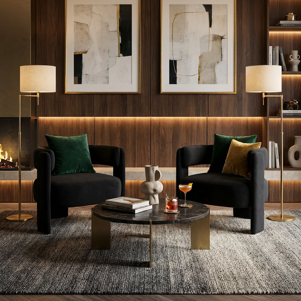 Mid-Century Velvet Comfy Single Sofa Accent Chair