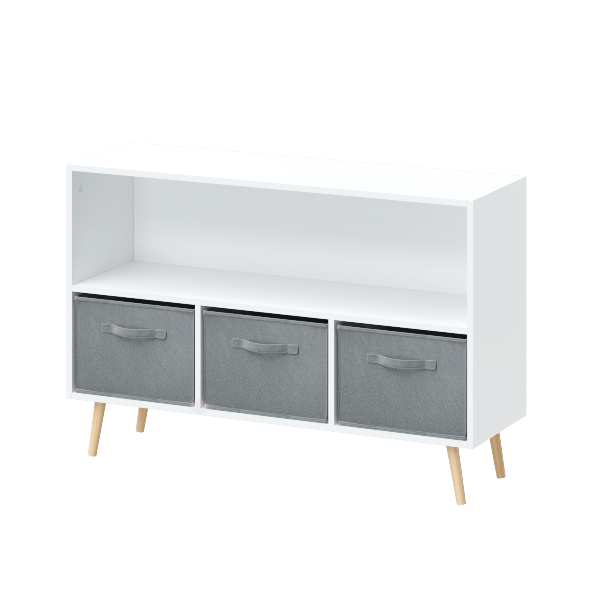 Children's Book Display Kids Bookcase with 3 Fabric Bins