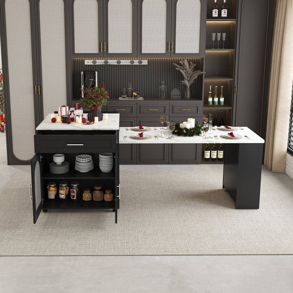 Expandable Kitchen Island with Dining Table