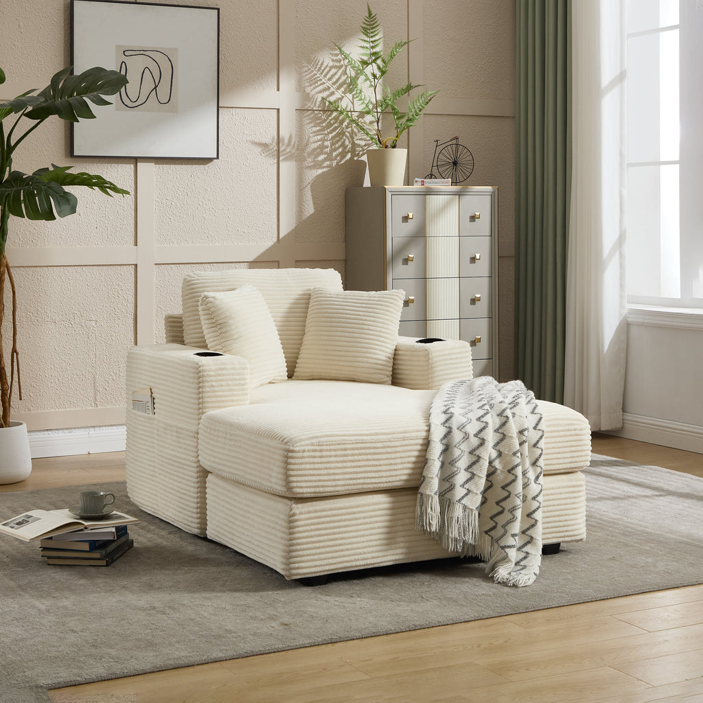 Corduroy Upholstered Chaise Lounge Sofa