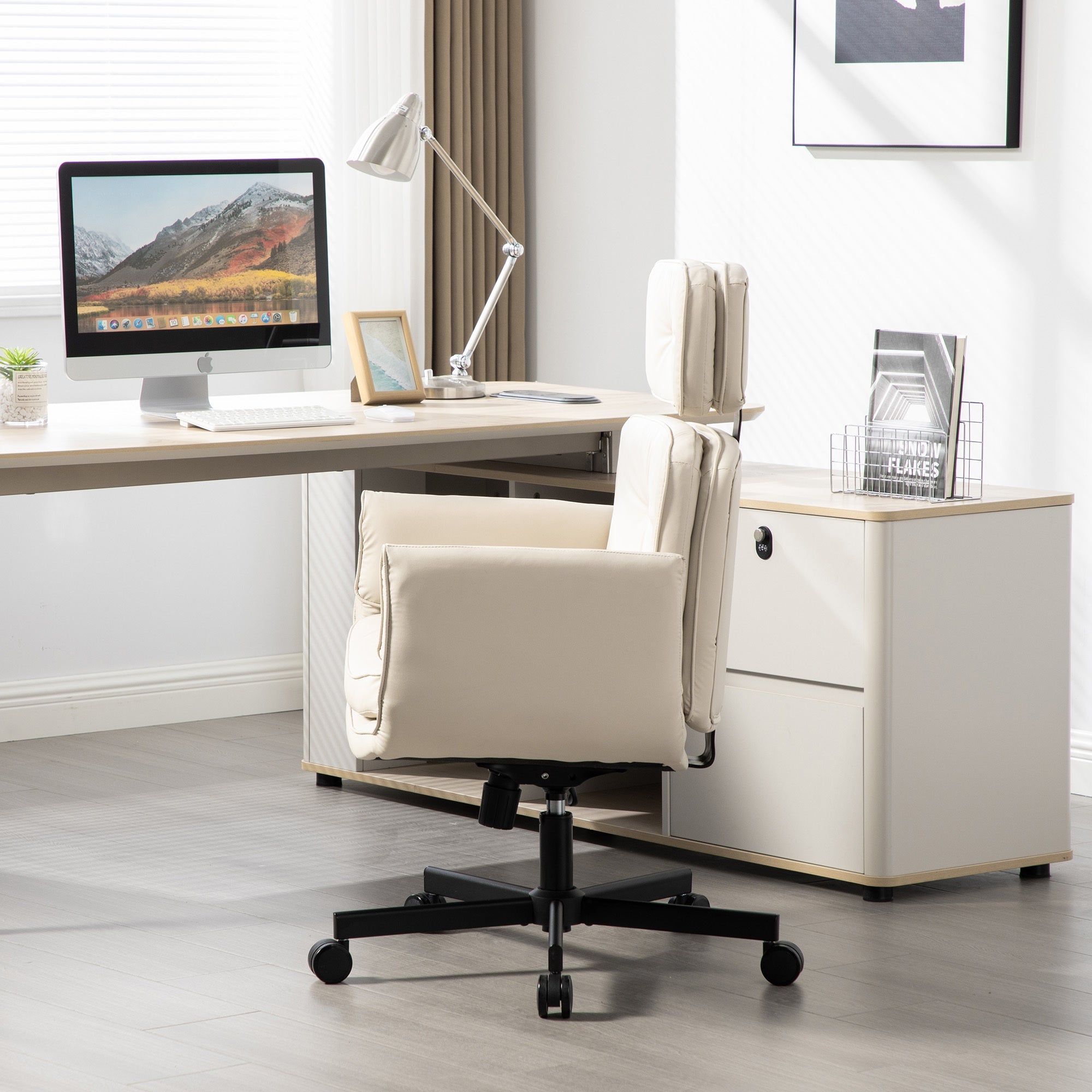 Pet Friendly Criss Cross Chair Swivel Task Office Chairs with Wide Seat
