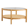 Modern Style Circular Double-Layer Solid Wood Coffee Table