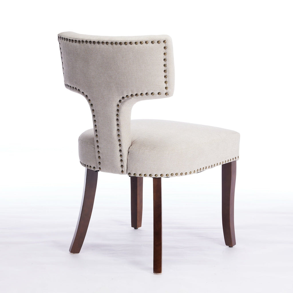Mid Century Farmhouse Linen Fabric Dining Chairs (Set of 2)
