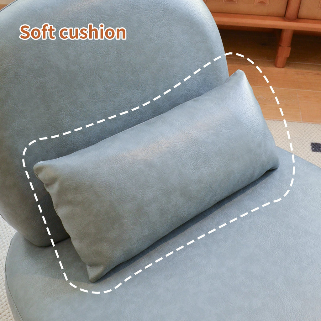 Armless Leather Accent Chair with Solid Wood Legs