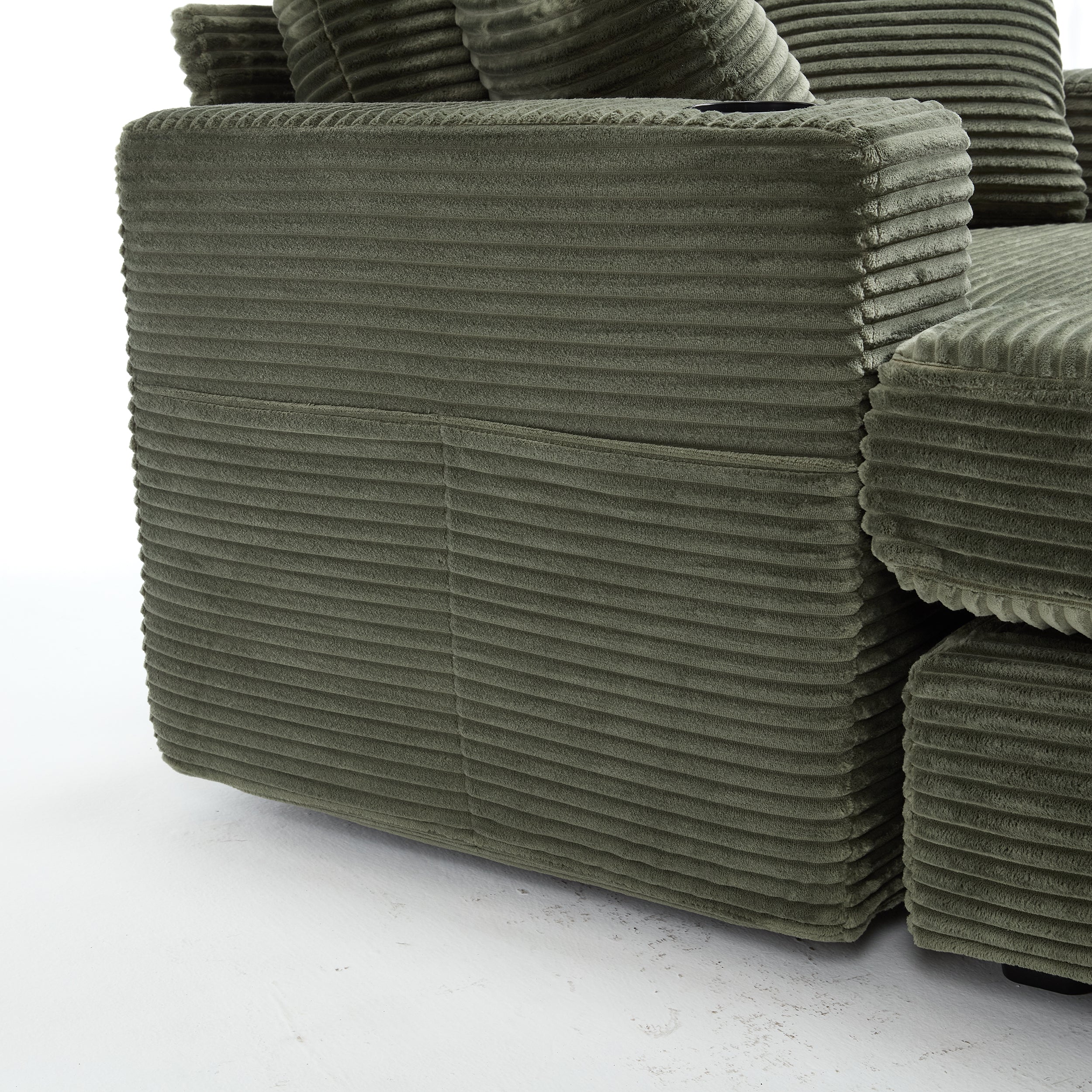 Corduroy Upholstered Chaise Lounge Sofa