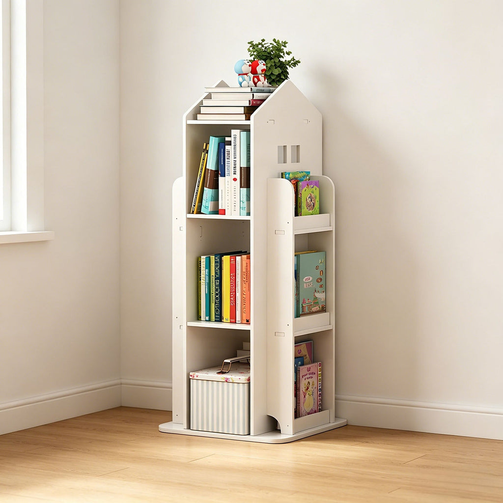 4-Tier Rotating Children's Display Standing Bookshelf Bookcase