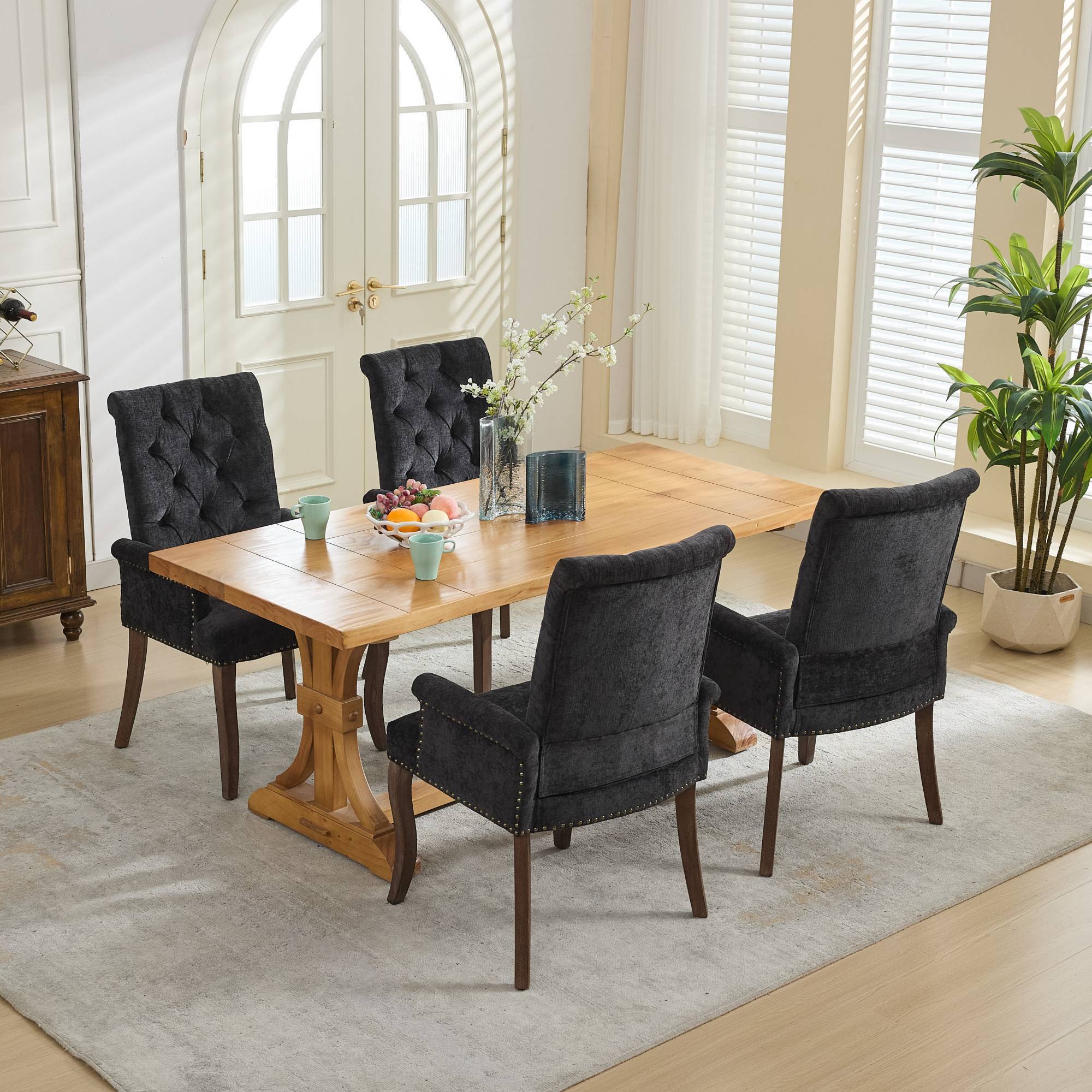 Elegant Upholstered Chenille Fabric Accent Dining Chair