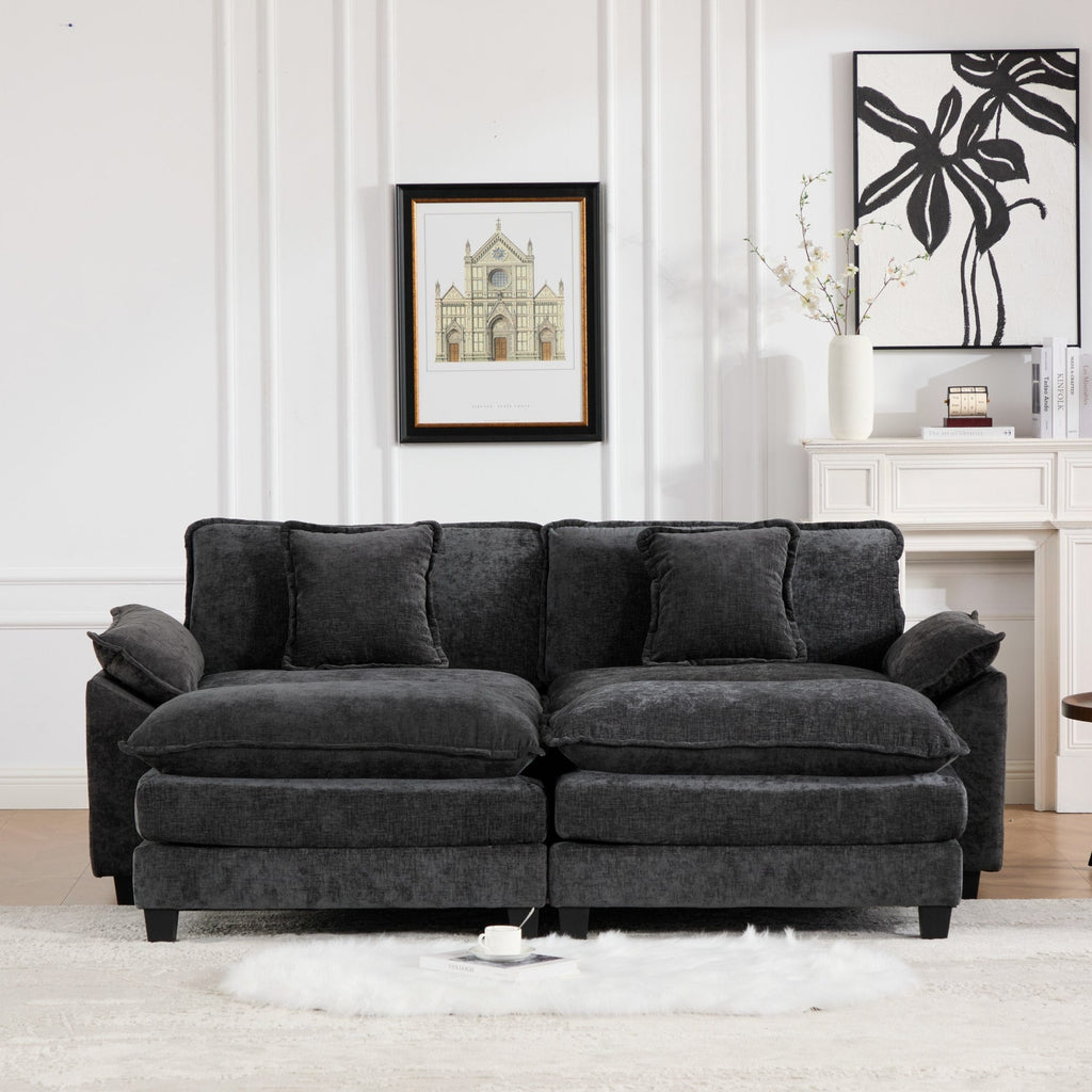 Modern Comfy Upholstered Seat Cushion Sectional Couch (Ottoman is Not Included)