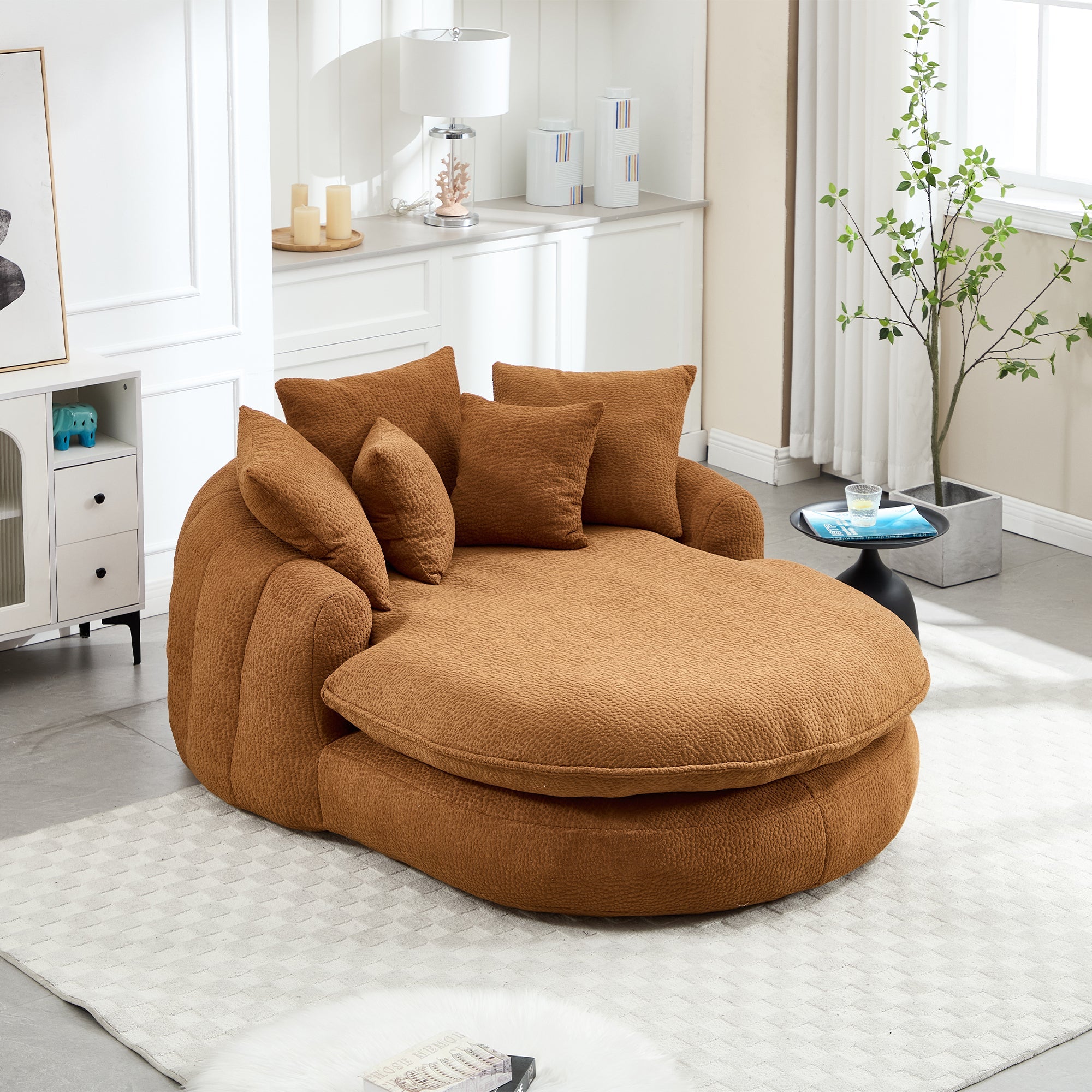 Oversized Oval Upholstered Bean Bag Sofa