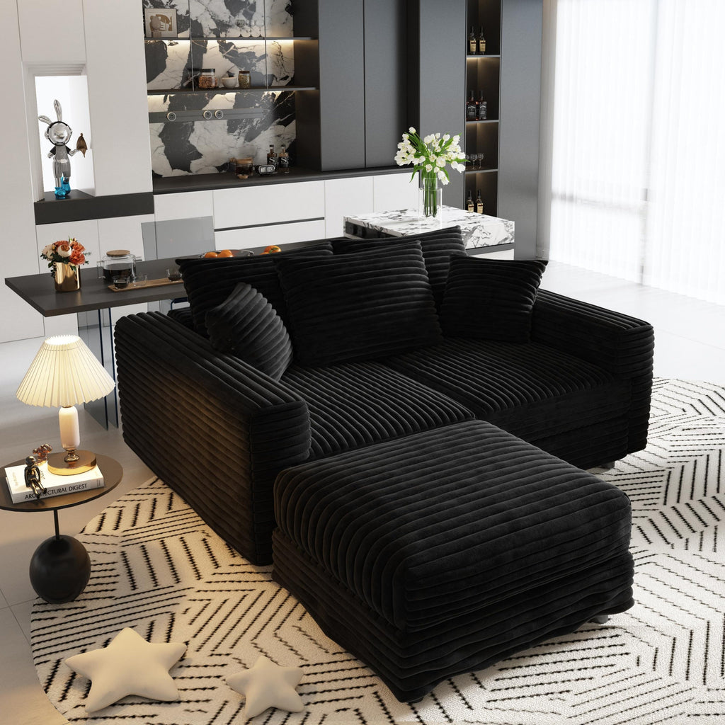 82.7' Modern Comfy Cloud Couch Sofa with Soft Pillows + Ottomans Option