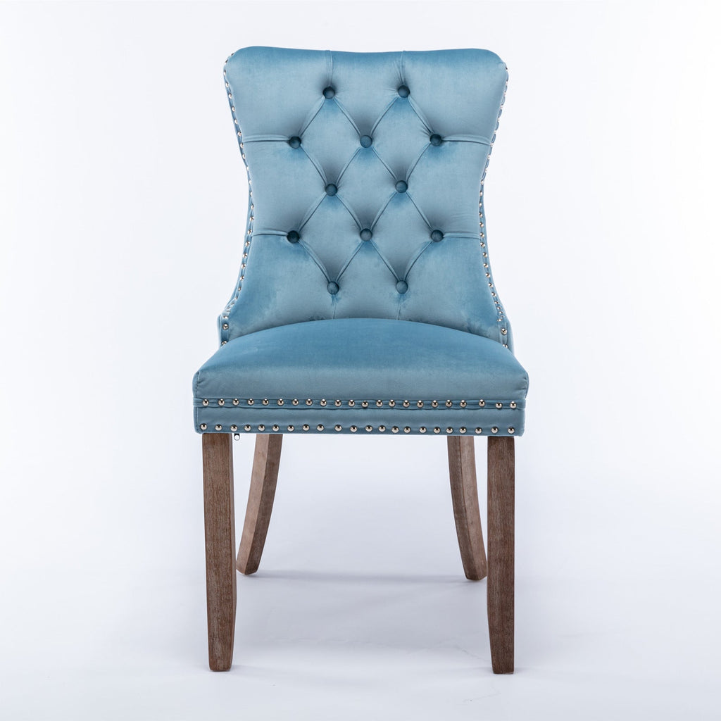 Modern High-end Tufted Solid Wood Velvet Dining Chair(Set of 2)