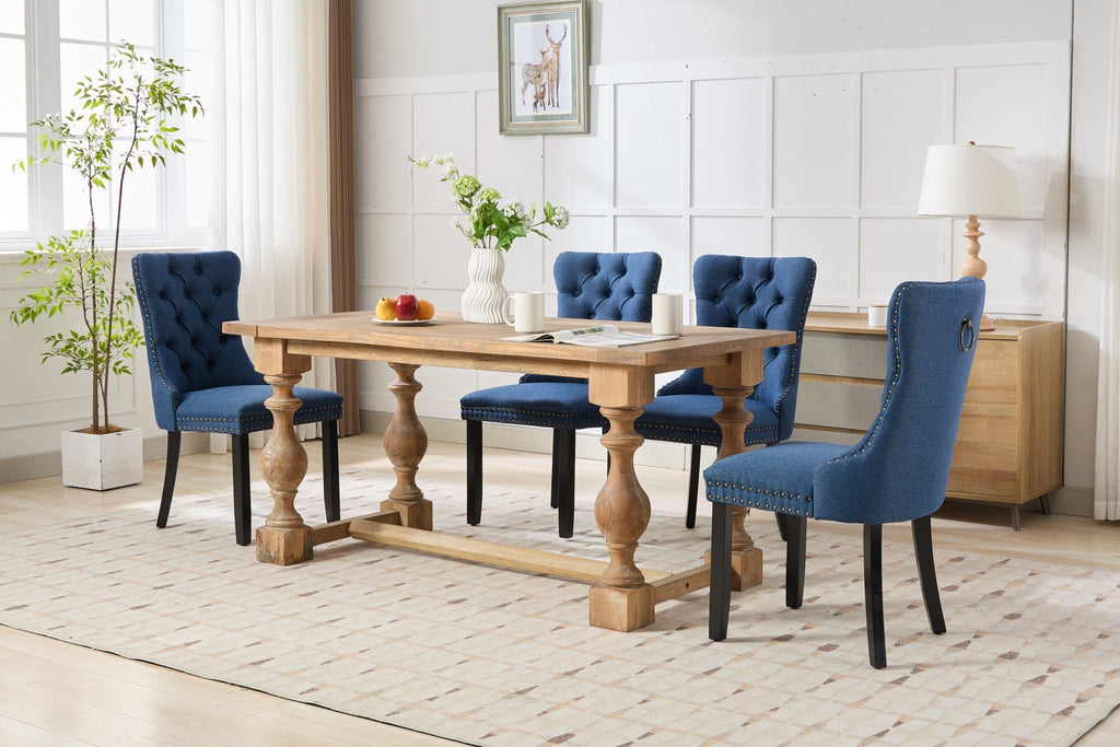 Linen Contemporary Tufted Flax Upholstered Dining Chairs (Set of 2)