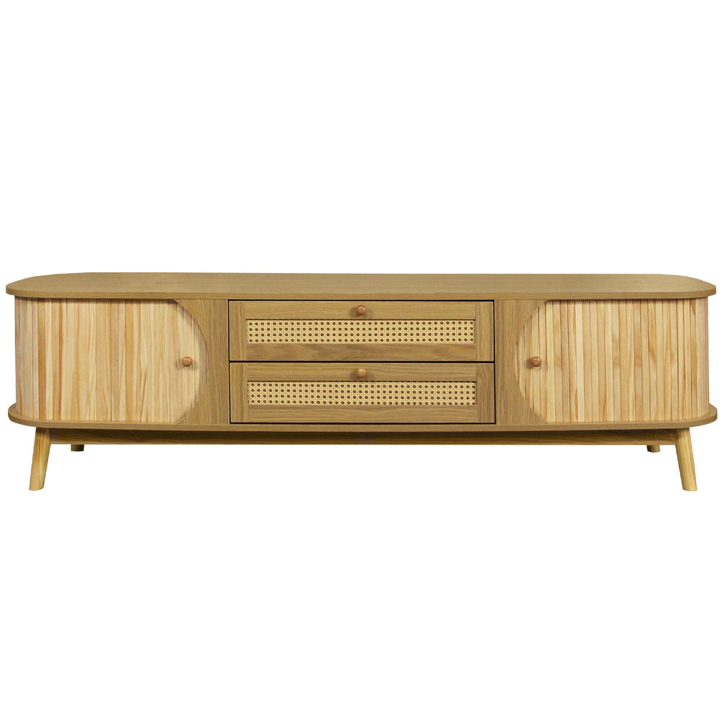 Modern Farmhouse Rattan TV Stand  Up to 75''
