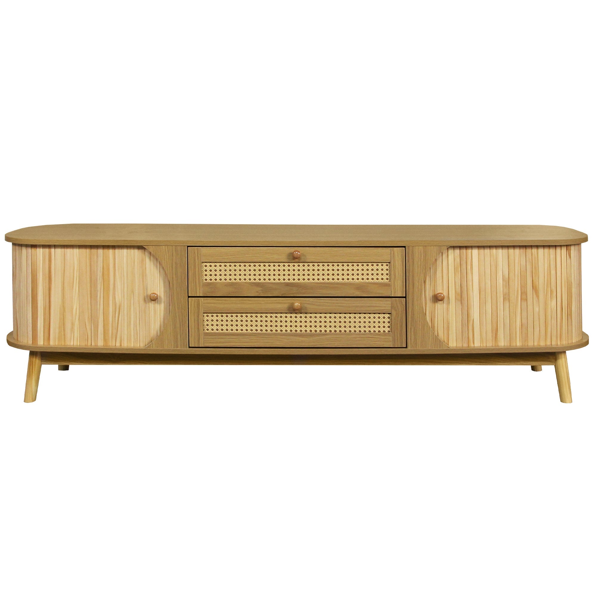 Modern Farmhouse Rattan TV Stand  Up to 75''