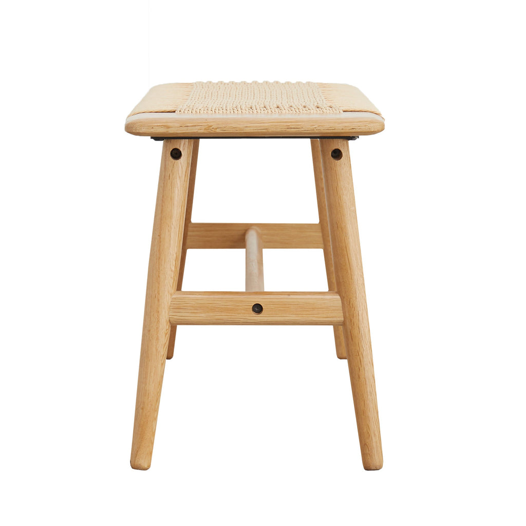 Woven Design Oak  Dining Bench with Handwoven Cane Seat