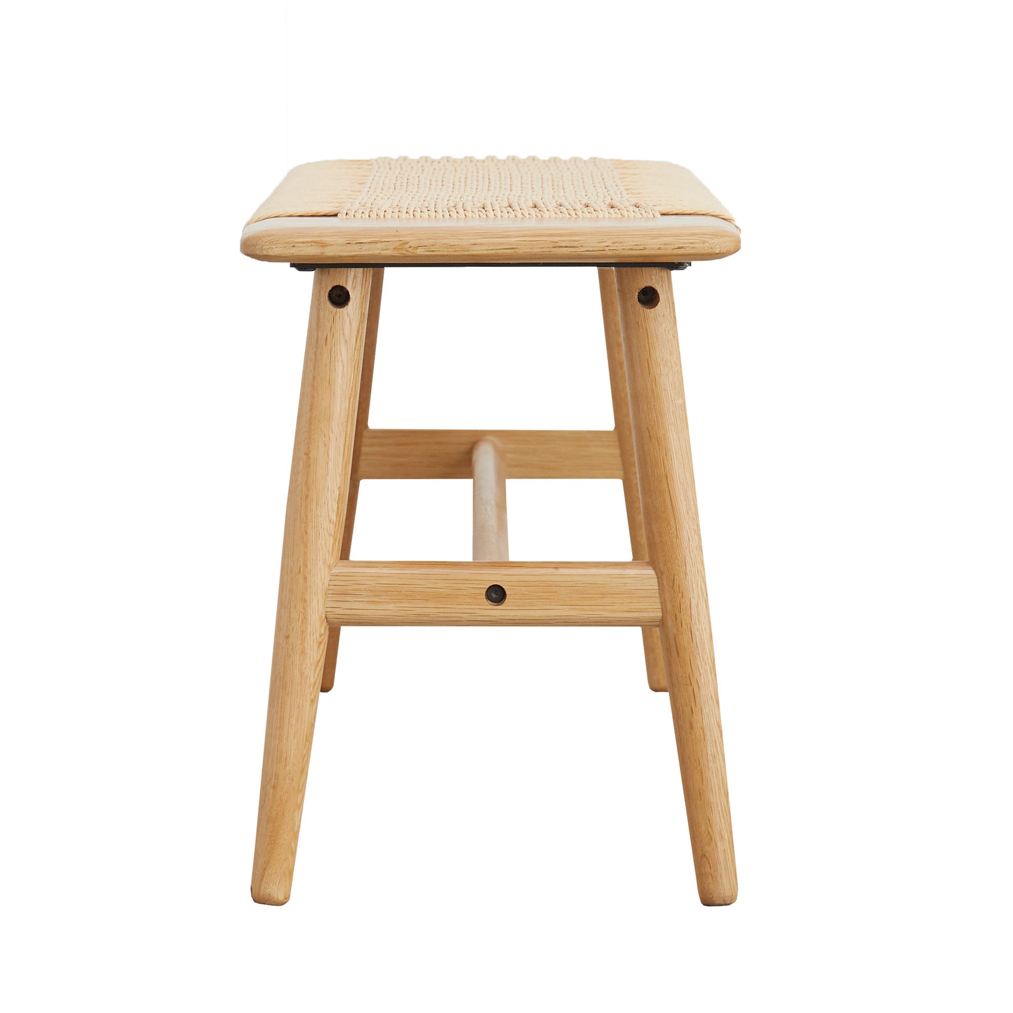 Woven Design Oak  Dining Bench with Handwoven Cane Seat