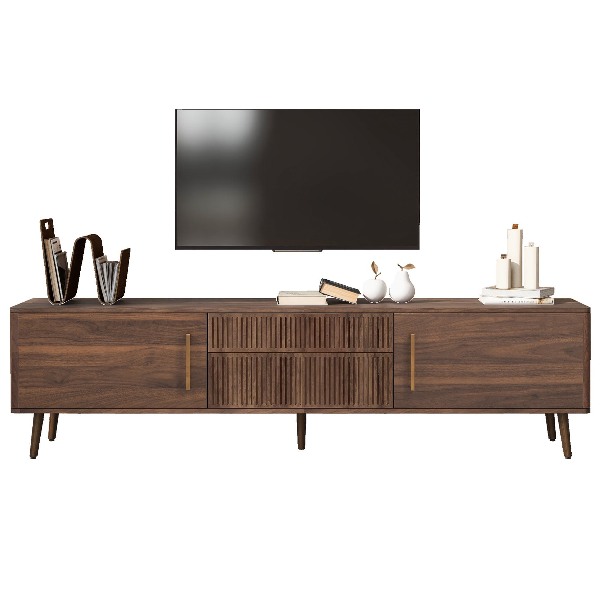 Mid Century TV Stand with 2 Drawers