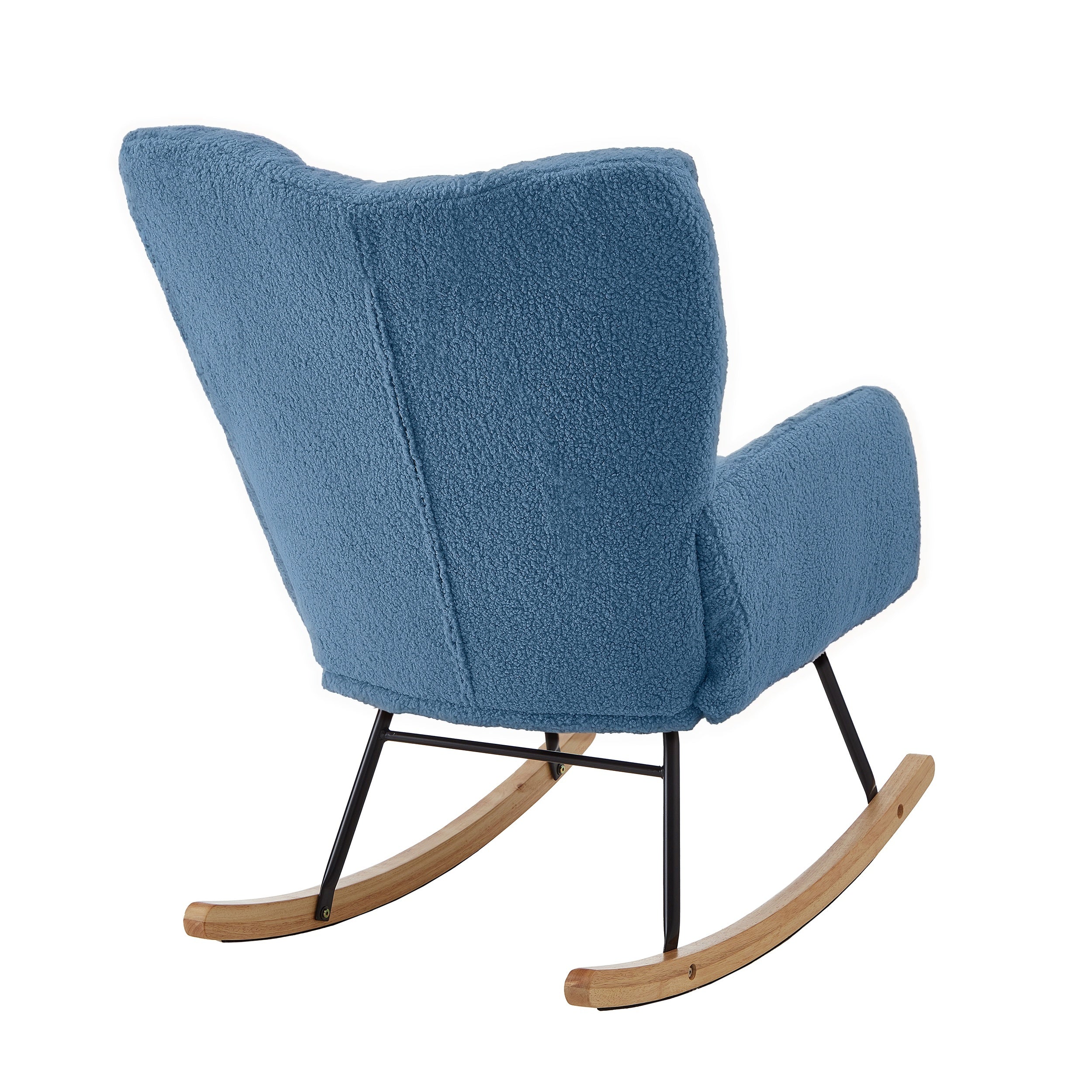 Tufted Upholstered Teddy Fabric Glider Rocking Chair