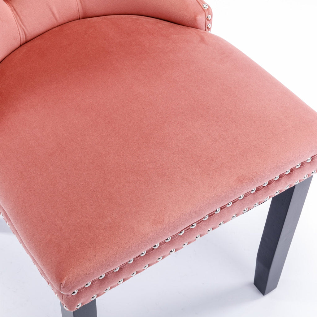 Modern High-end Tufted Solid Wood Velvet Dining Chair(Set of 2)