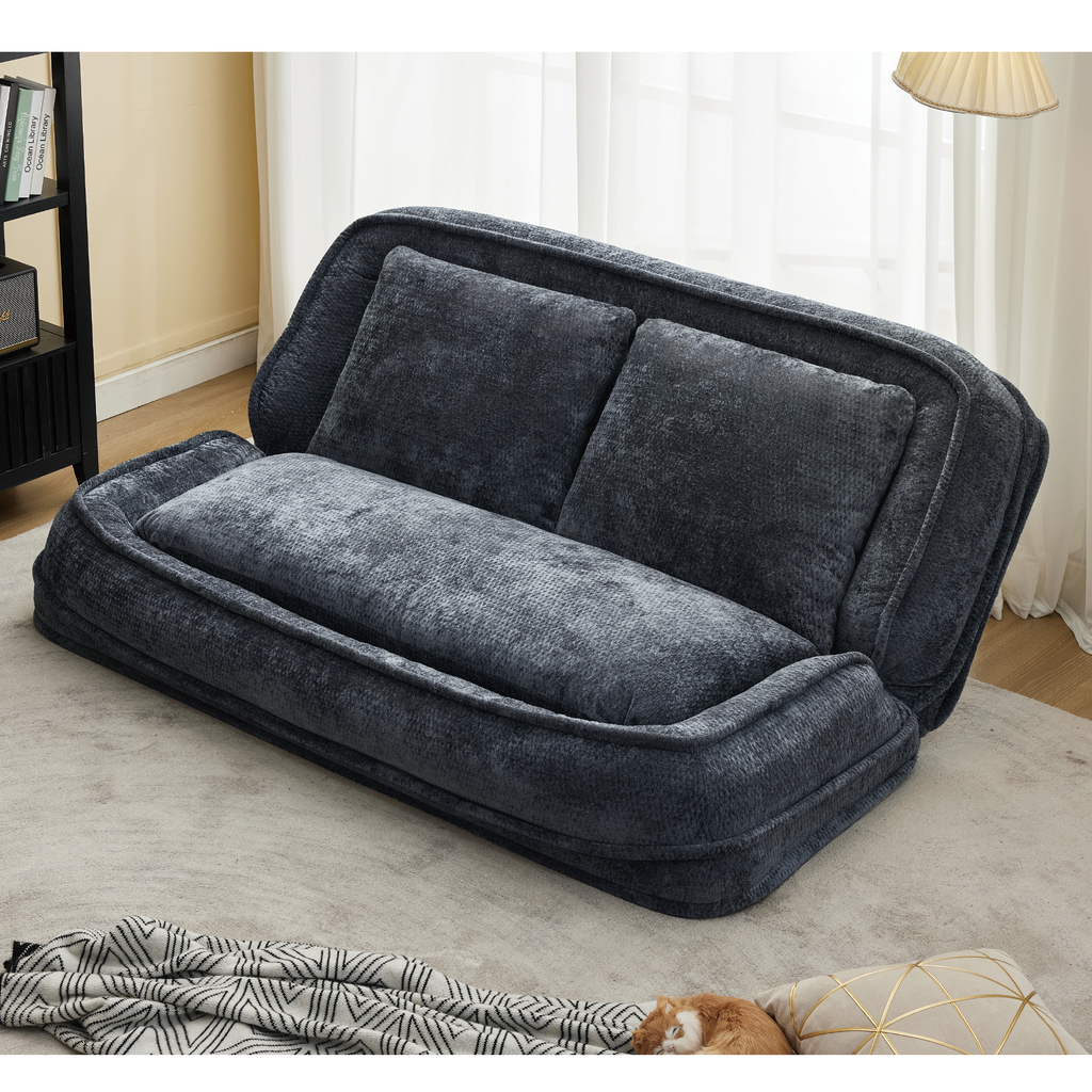 2-in-1 Extra Large Chenille Floor Couch Loveseat for Humans & Dogs