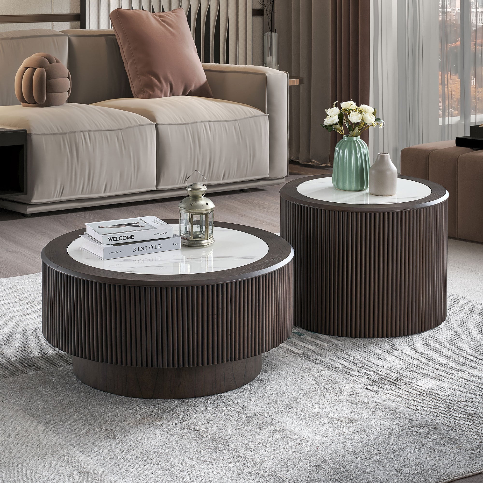 Modern Faux Marble Pattern Stickers Coffee Table Set