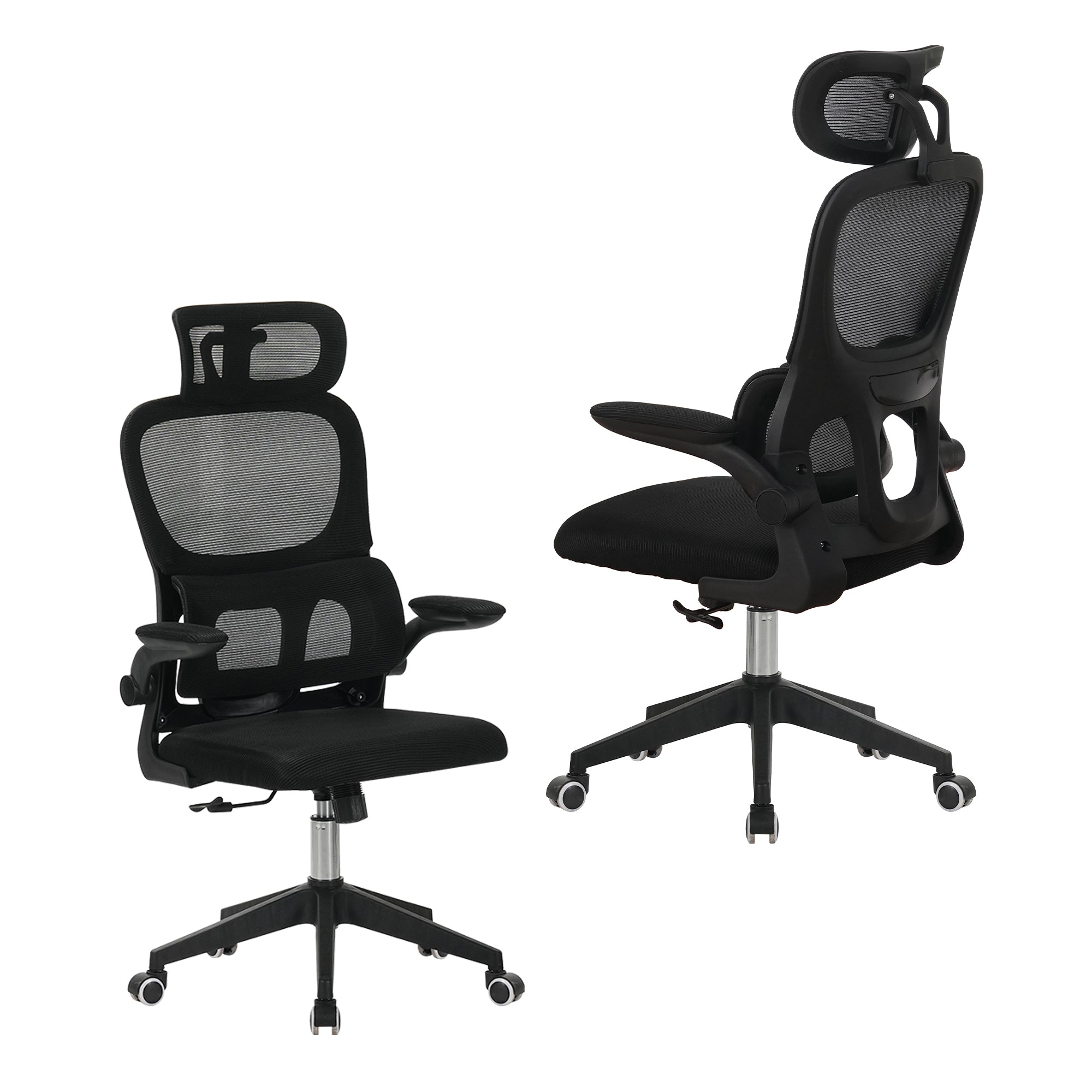 High Back Ergonomic Mesh Office Chair Black Big Tall Tilt 3D Headrest Lumbar Support Swivel Rolling Chair