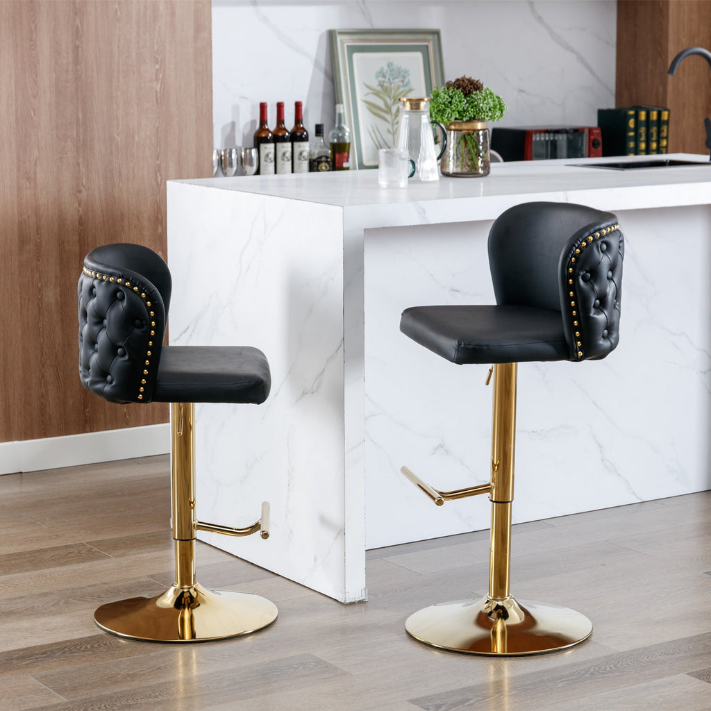 Modern PU Upholstered Bar Stools（Set of 2）