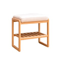 Natural Wood Shoe Bench with Beech Storage and High Rebound Sponge Cushion