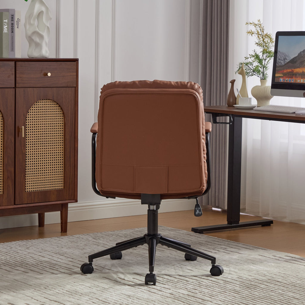 Mid Back Home Office Ergonomic PU Leather Computer Rolling Swivel Chair