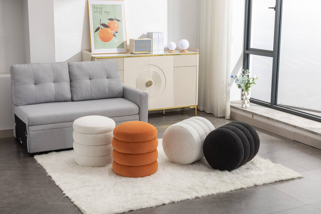 Boucle/Velvet Round Ottoman Footrest Stool