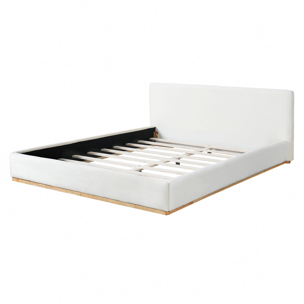 Elegant Upholstered Bed With Solid Wood Frame