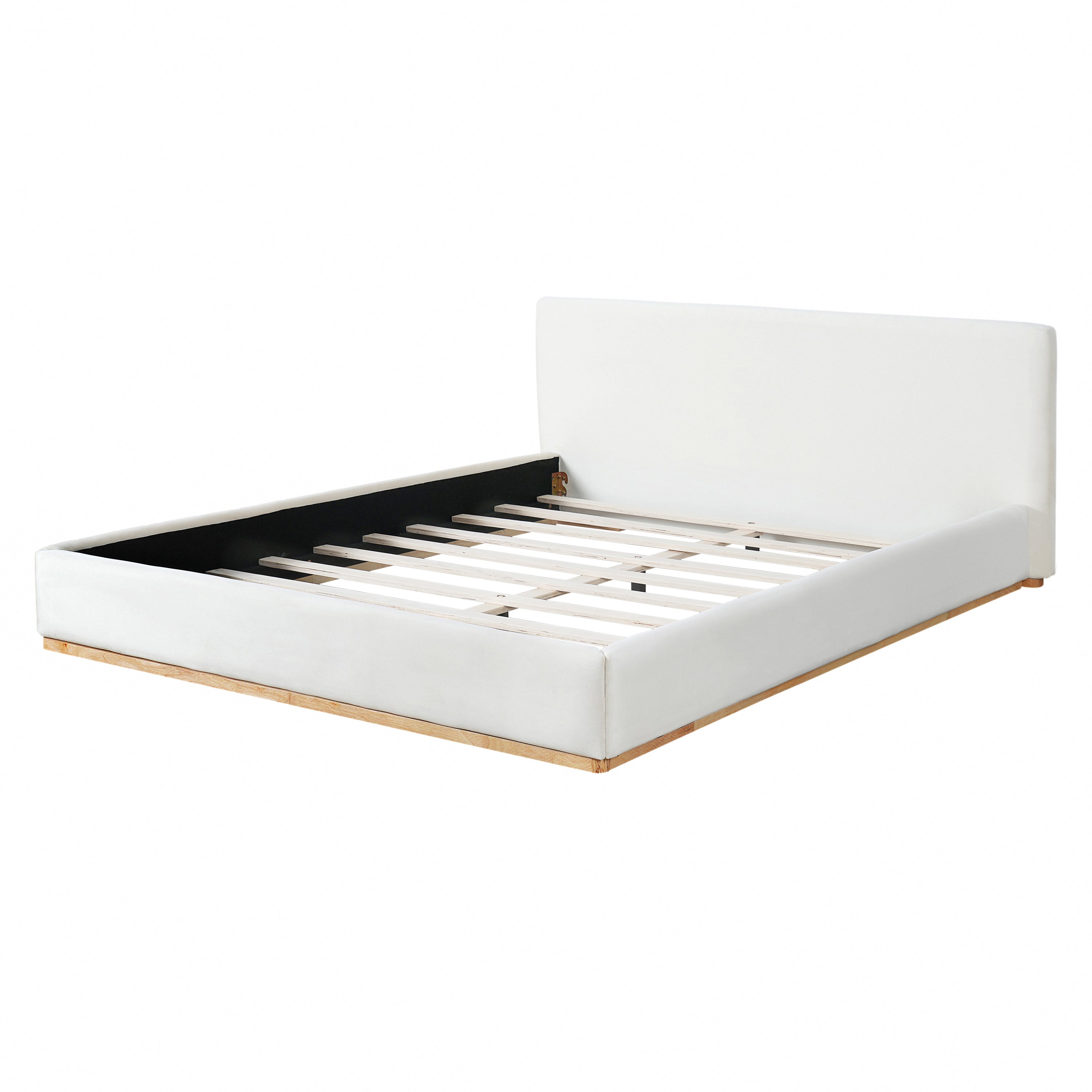 Elegant Upholstered Bed With Solid Wood Frame