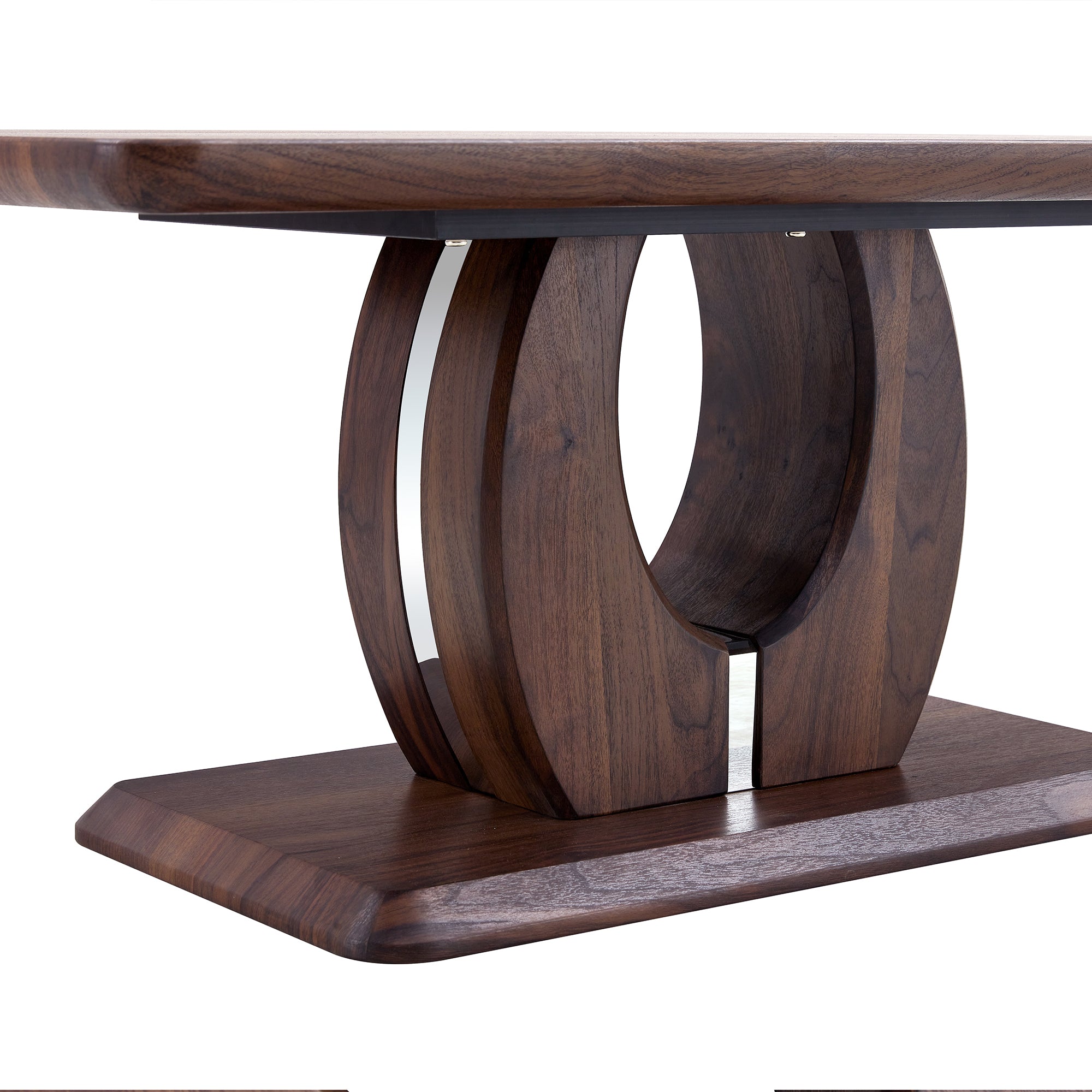 Modern Minimalist Walnut Dark Brown Rectangular Coffee Table