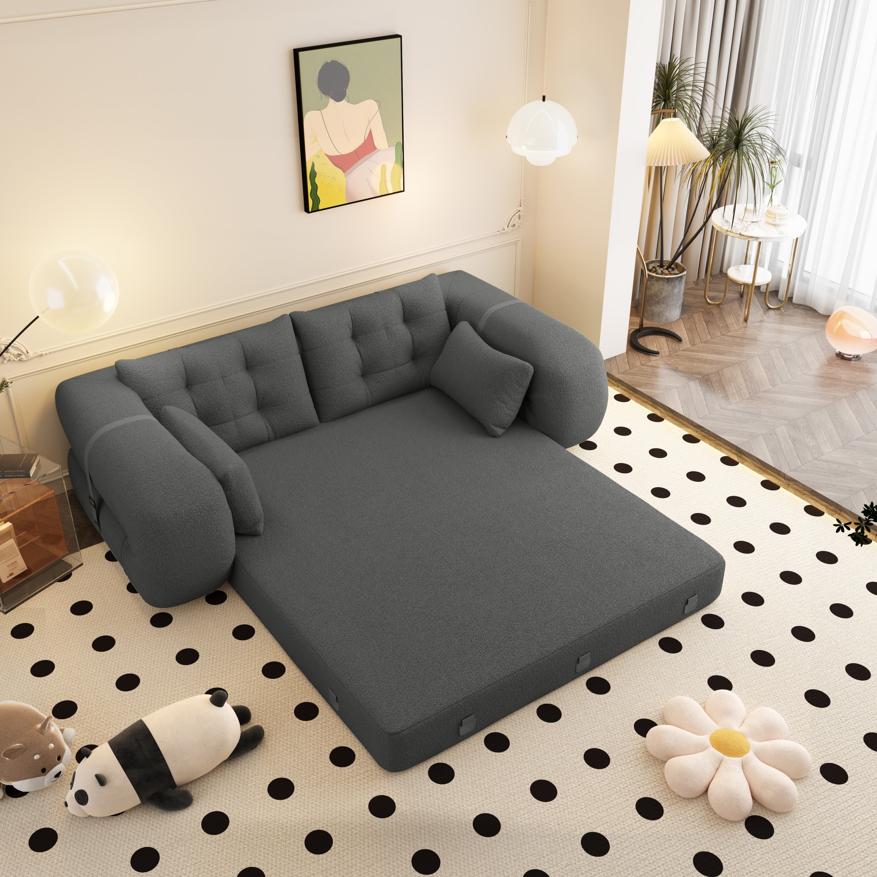 78.7 ' Multi-Functional Teddy Foldable Sofa Bed