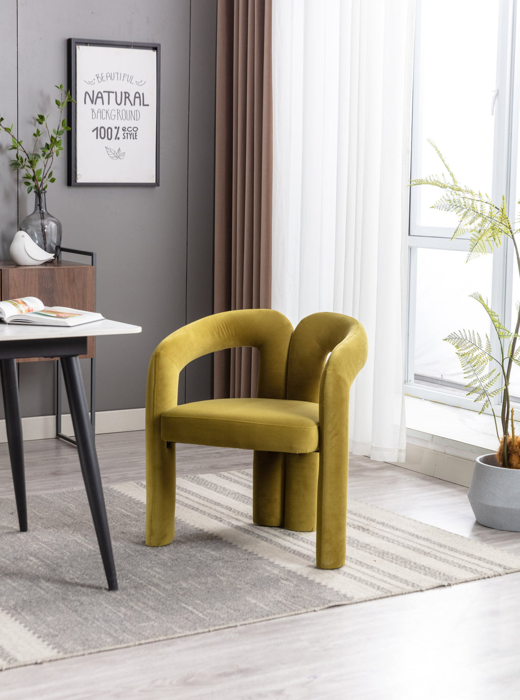 Contemporary Velvet Fabric Upholstered Accent Side Chairs (Set of 2)