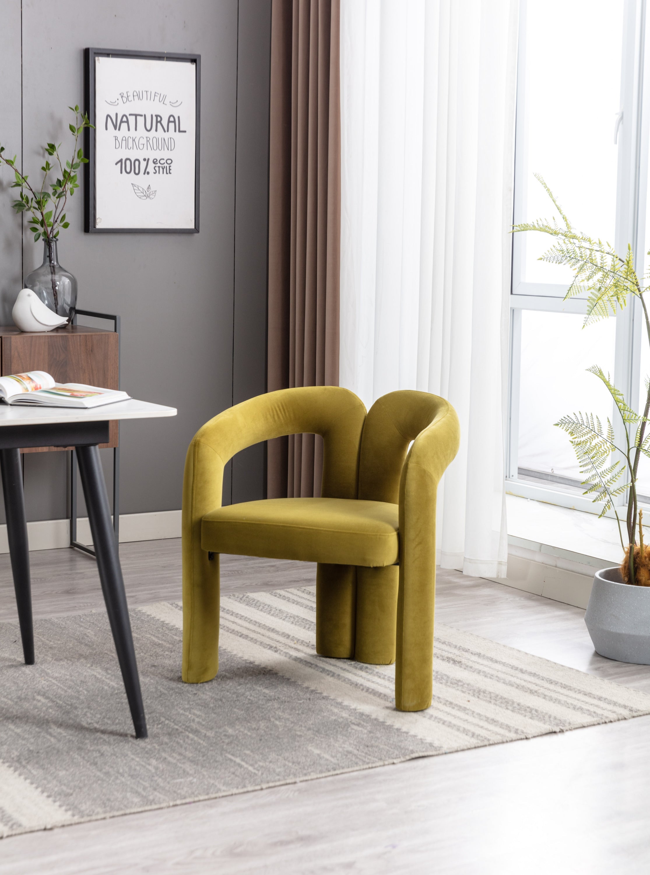 Contemporary Velvet Fabric Upholstered Accent Side Chairs (Set of 2)