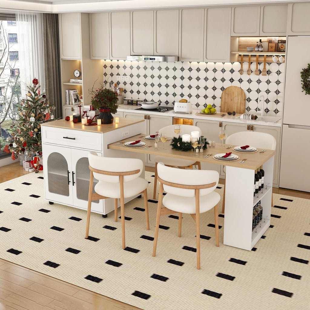 Expandable Kitchen Island with Dining Table