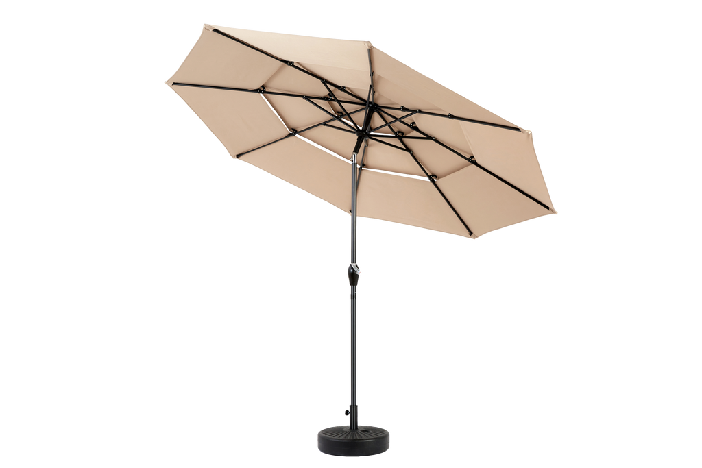 10ft 3-Tier Aluminium Patio Umbrella with Auto-Tilt (No Base)