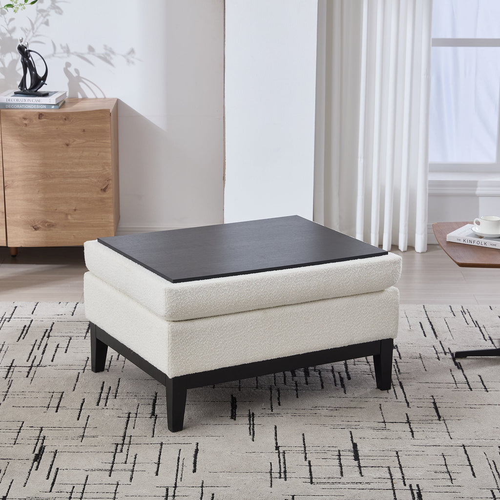 33.86'W Upholstered Wood Base Storage Ottoman